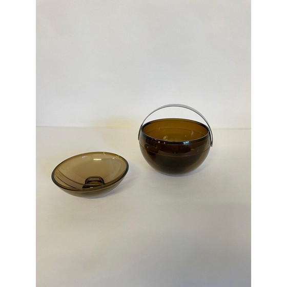 Image 1 of Vintage smoked ball ice box by Paolo Tilche for Guzzini, Italy 1980s