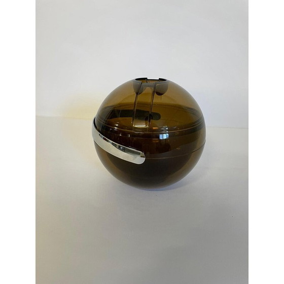 Image 1 of Vintage smoked ball ice box by Paolo Tilche for Guzzini, Italy 1980s