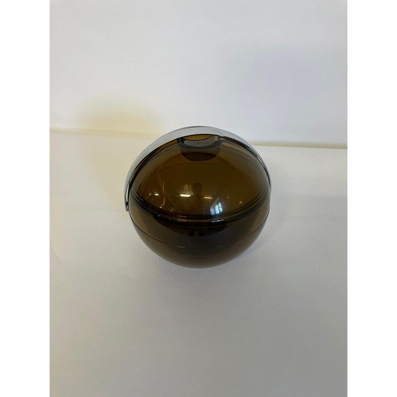 Image 1 of Vintage smoked ball ice box by Paolo Tilche for Guzzini, Italy 1980s