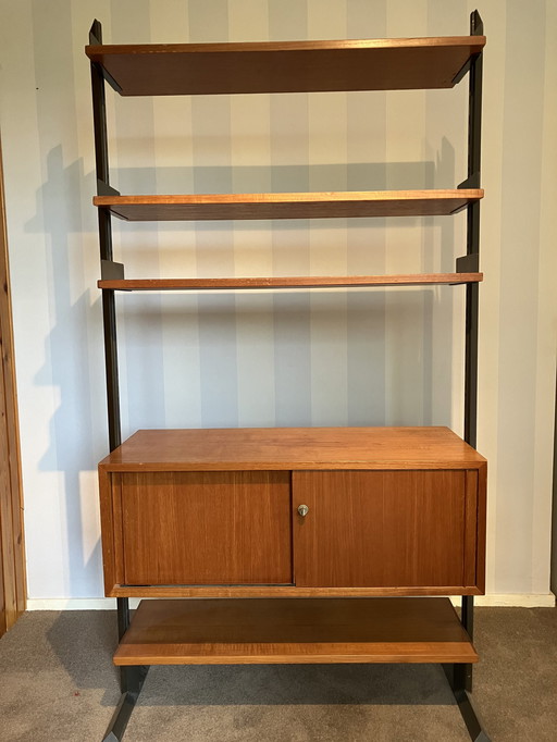 Bibliothèque vintage avec cadre métallique anthracite