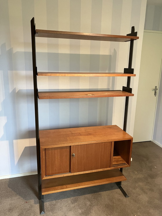 Image 1 of Bibliothèque vintage avec cadre métallique anthracite