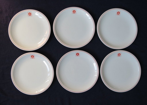 6 Südmilch dinner plates White Red Ø 19 cm