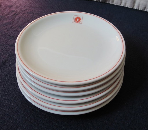 6 Südmilch dinner plates White Red Ø 19 cm