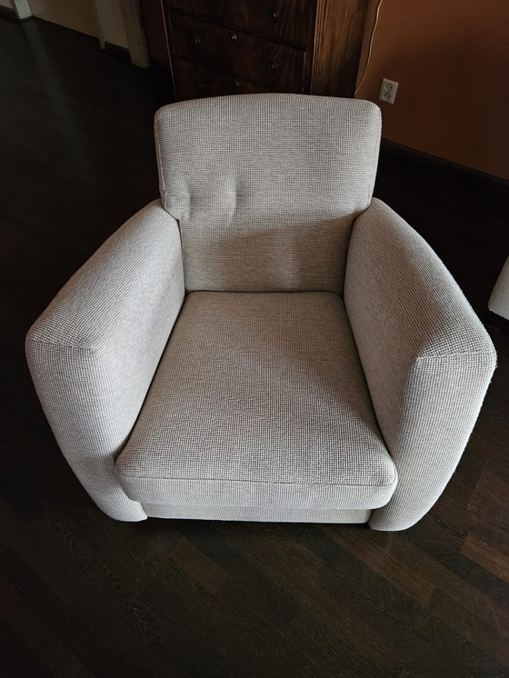 Image 1 of 2x English Armchairs Beige-Grey Pure Woven Wool