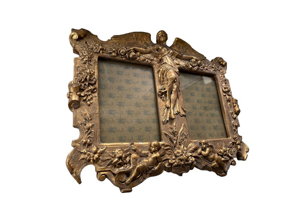 Image 1 of Gold Double Photo Frame