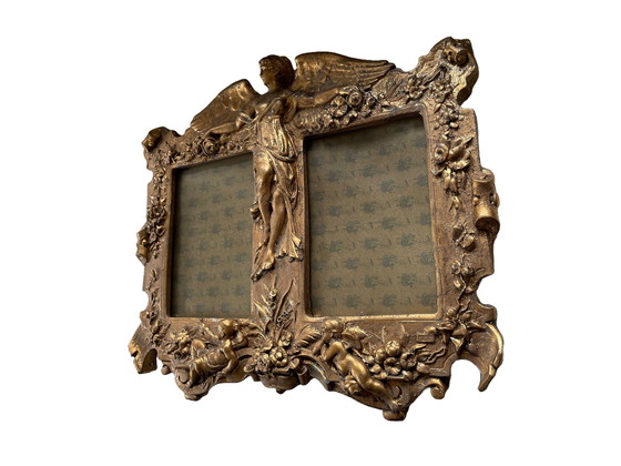 Image 1 of Gold Double Photo Frame