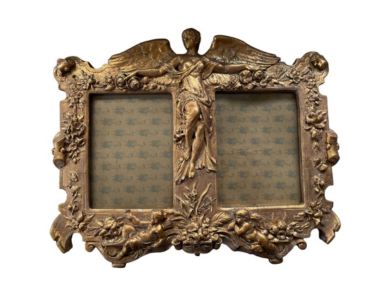 Image 1 of Gold Double Photo Frame