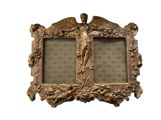 Image 1 of Gold Double Photo Frame