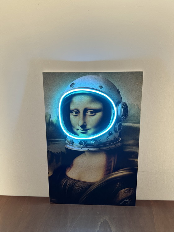 Image 1 of LedMansion Gioconda Astronaut Light Blue PopArt Wall Art Led Lamp