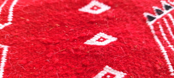 Image 1 of Red Kilim Rug With Hand-Woven Berber Patterns