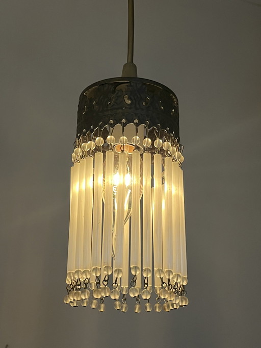 Vintage Opaline Rod Pendant Lamps Crystal