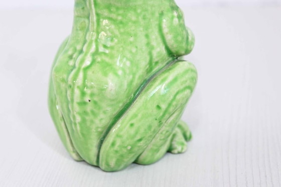 Image 1 of Vase "grenouille" dans un engobe de Sarreguemines