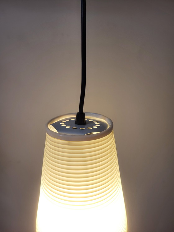 Image 1 of Rotaflex space age hanging lamp, oval shape in pressed plastic, 1960s