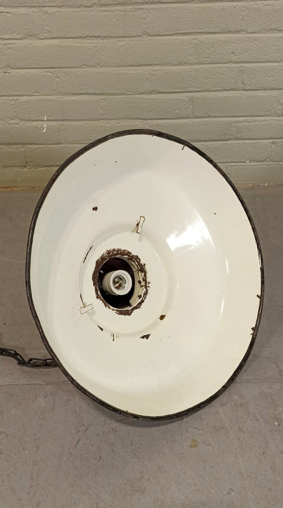 Image 1 of Lampada a sospensione vintage industriale/di fabbrica in smalto 