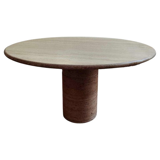 Round Travertine Dining Table, Italy, 1970S