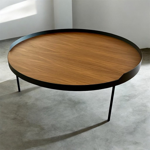 Circular coffee table with walnut top (Treku brand)