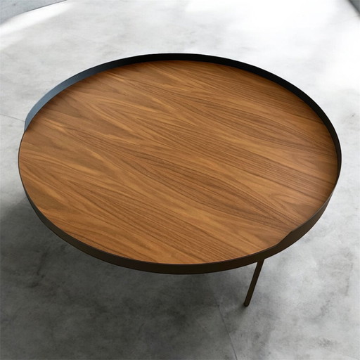 Circular coffee table with walnut top (Treku brand)