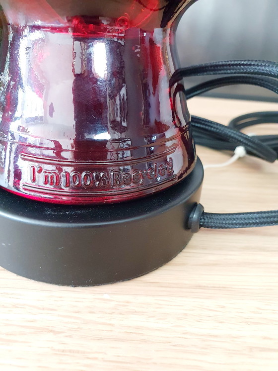 Image 1 of Red Glass Christmas Tree Table Lamp