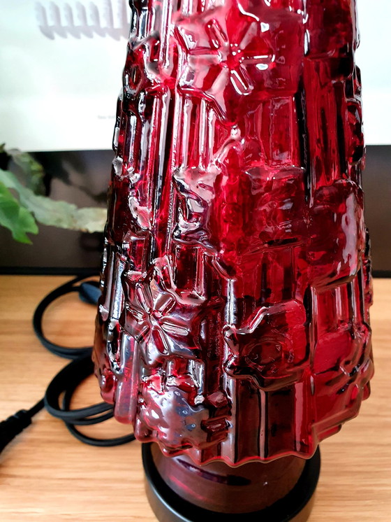 Image 1 of Red Glass Christmas Tree Table Lamp