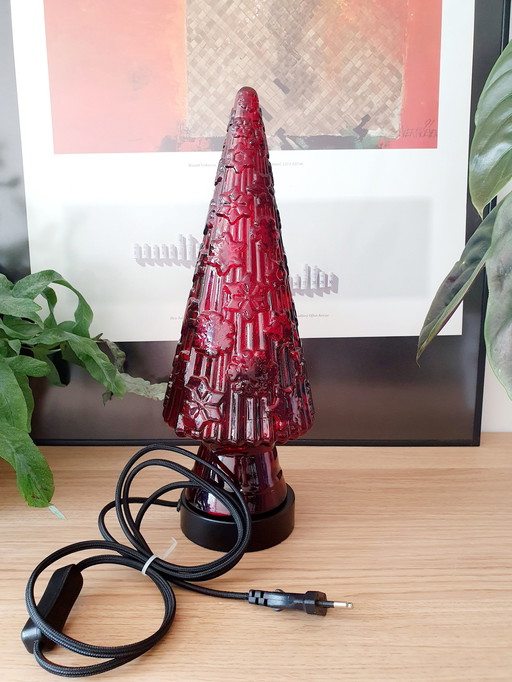 Red Glass Christmas Tree Table Lamp