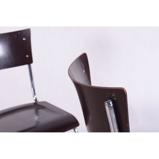 Image 1 of Set of 4 vintage steel and chrome chairs by Mart Stam for Robert Slezak, Czechoslovakia 1930