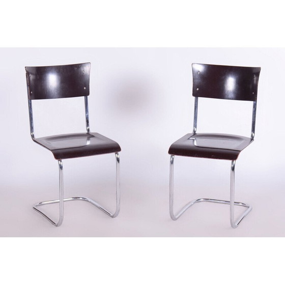 Image 1 of Set of 4 vintage steel and chrome chairs by Mart Stam for Robert Slezak, Czechoslovakia 1930