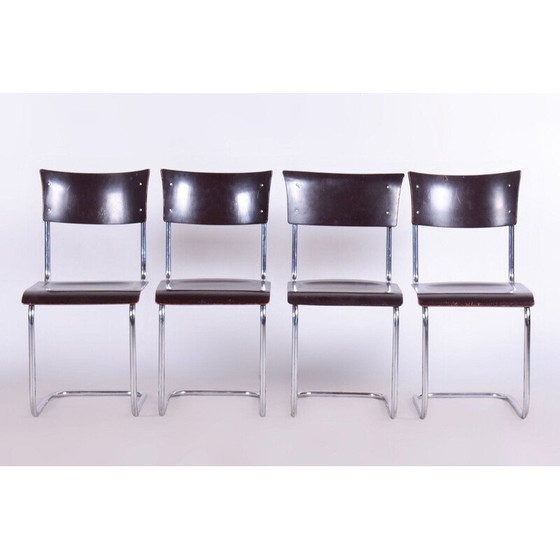 Image 1 of Set of 4 vintage steel and chrome chairs by Mart Stam for Robert Slezak, Czechoslovakia 1930