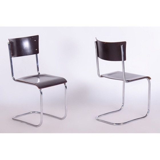 Image 1 of Set of 4 vintage steel and chrome chairs by Mart Stam for Robert Slezak, Czechoslovakia 1930