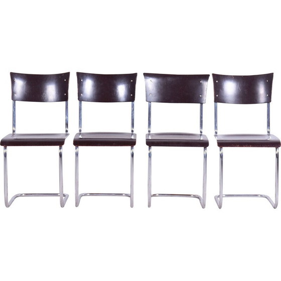 Image 1 of Set of 4 vintage steel and chrome chairs by Mart Stam for Robert Slezak, Czechoslovakia 1930