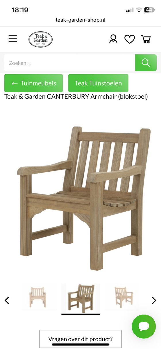 Image 1 of 8 x chaises de jardin Teak & Garden