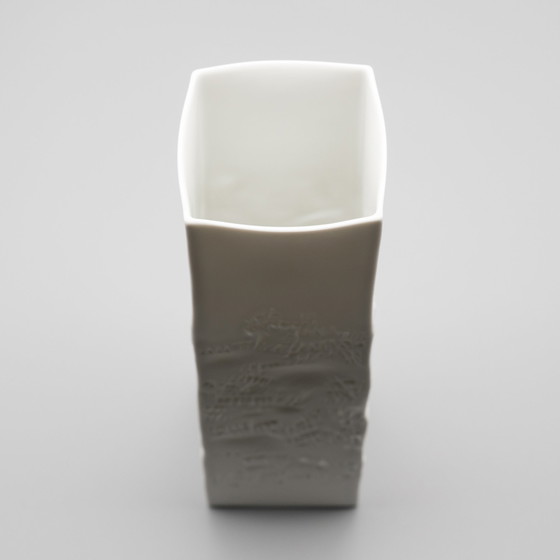Image 1 of Vase en porcelaine bisque Hutschenreuther Duo Fine White Matte Abstract Relief Mcm
