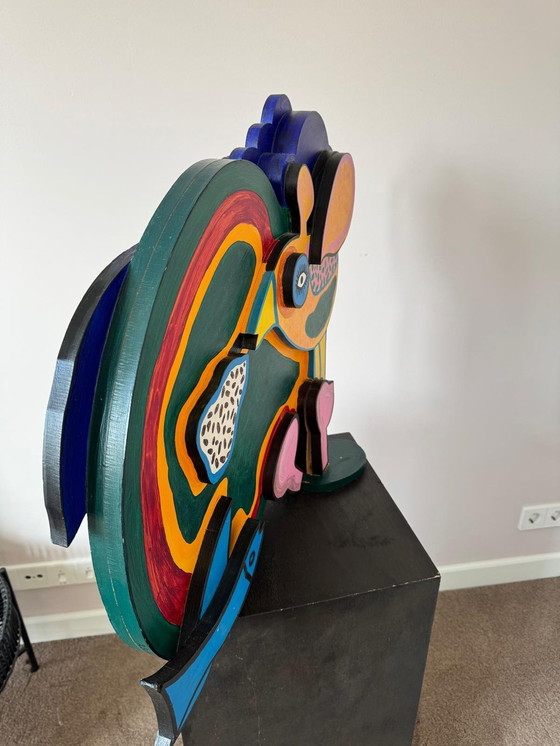 Image 1 of Hermosa escultura de madera pintada a mano por Corneille