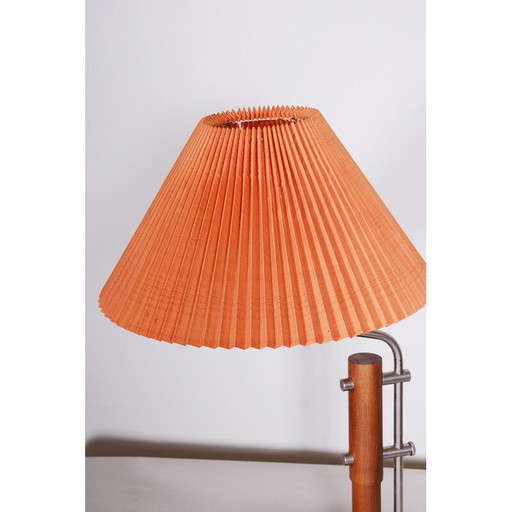 Lampada da tavolo di metà secolo in faggio e metallo zincato, Repubblica Ceca, anni '60