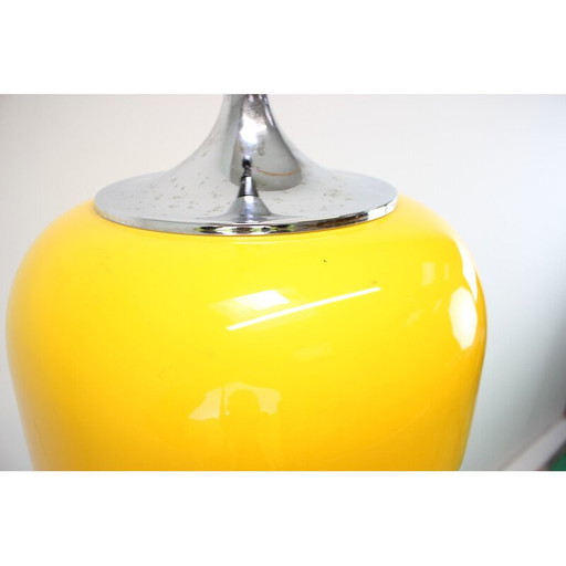 Vintage Meblo pendant lamp in chrome steel and plastic by H. Guzzini for Meblo, 1970