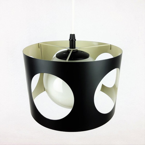 Image 1 of Vintage black lacquered metal pendant lamp, 1960