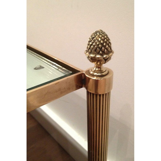 Image 1 of Vintage neoclassical style coffee table in brass and glass, 1940