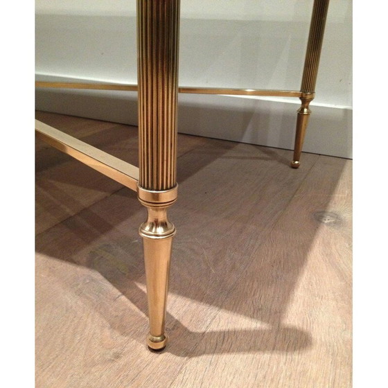 Image 1 of Vintage neoclassical style coffee table in brass and glass, 1940