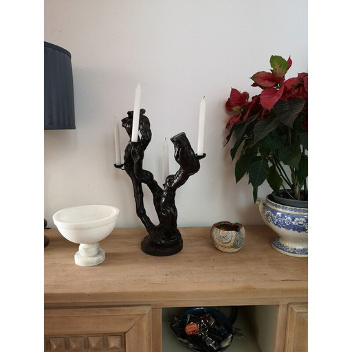 Vintage vine candle holder with 4 candles, 1970