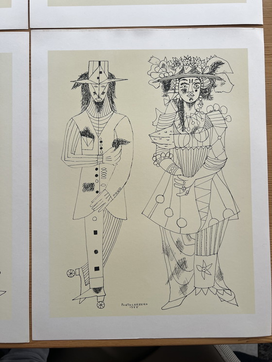 Image 1 of Mascaras (The Masks),  Rene Portocarrero Complete Portfolio Of 12 Prints (Cuban Art). 
