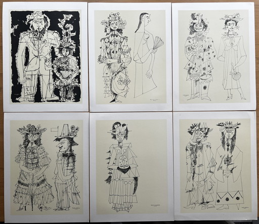 Mascaras (The Masks),  Rene Portocarrero Complete Portfolio Of 12 Prints (Cuban Art). 