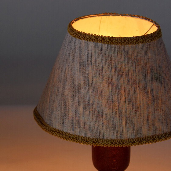 Image 1 of Pair of vintage table lamps in dark oak wood, Czechoslovakia 1960