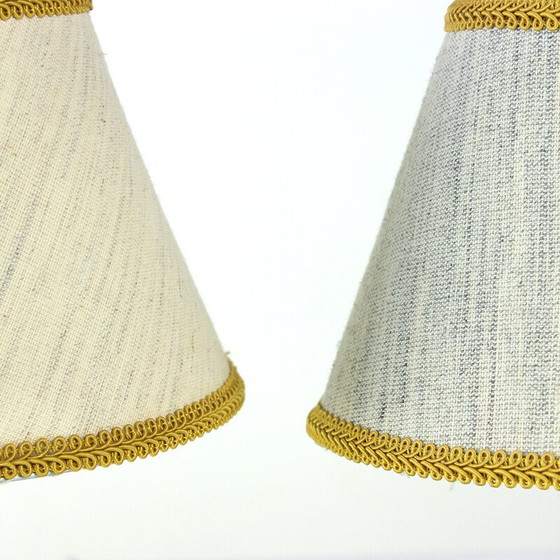 Image 1 of Pair of vintage table lamps in dark oak wood, Czechoslovakia 1960