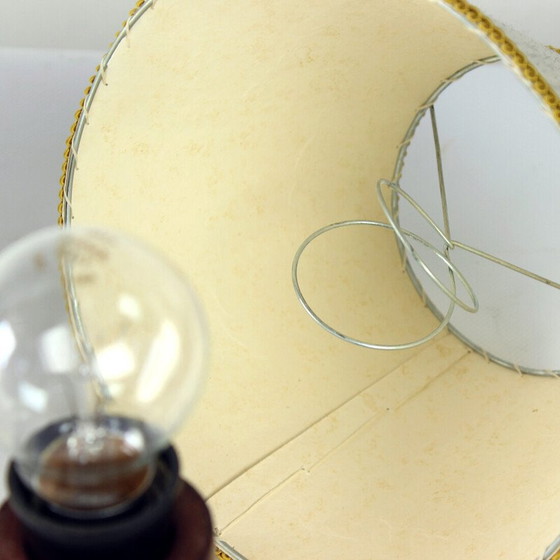 Image 1 of Pair of vintage table lamps in dark oak wood, Czechoslovakia 1960