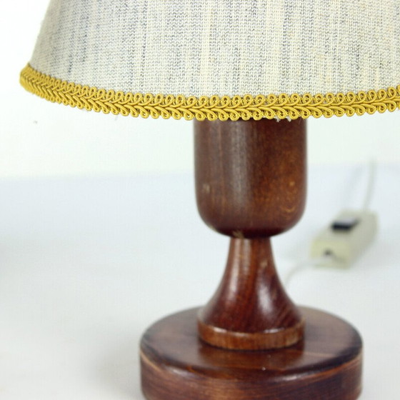 Image 1 of Pair of vintage table lamps in dark oak wood, Czechoslovakia 1960