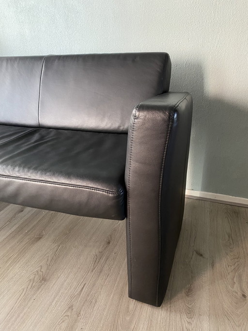 Dining Room Bench Beef Leather Black