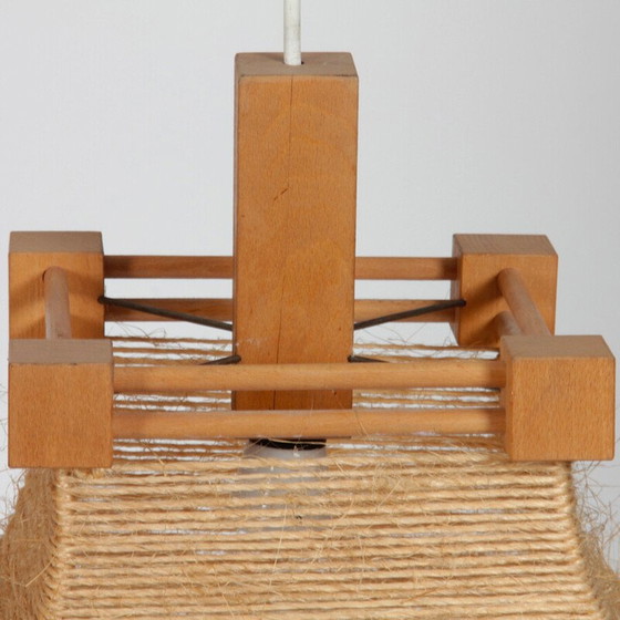 Image 1 of Lampada a sospensione vintage in legno e corda, 1960