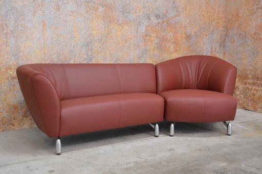 Newly Upholstered Leather Leolux Pupilla Design Corner Sofa