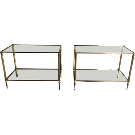 Pair of vintage brass sofa ends, 1940s