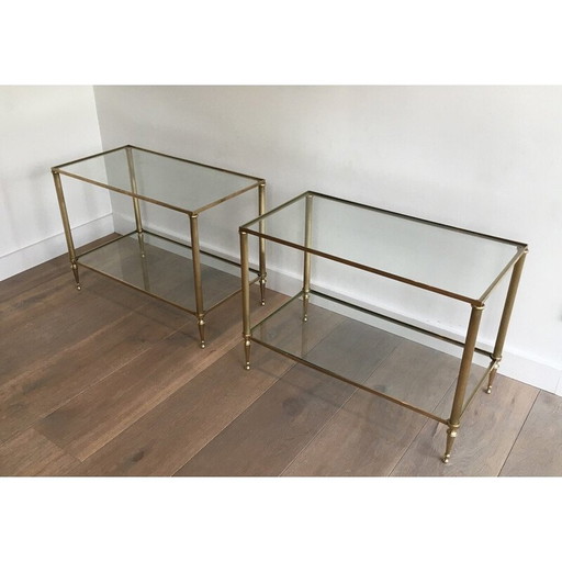 Pair of vintage brass sofa ends, 1940s