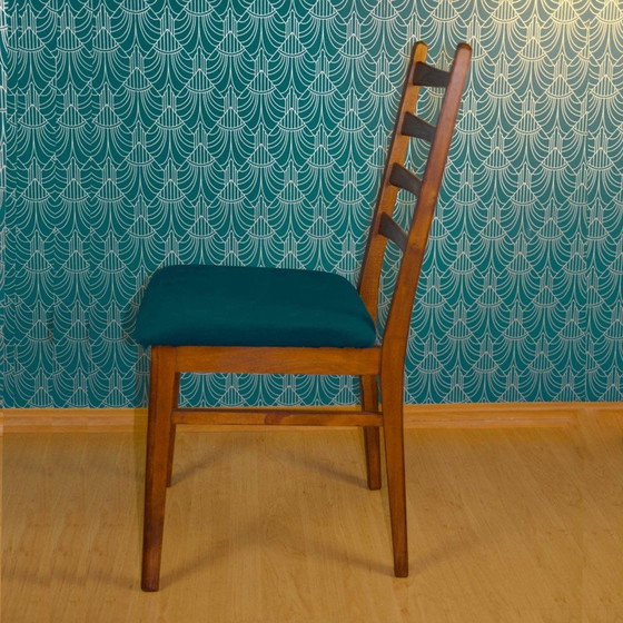 Image 1 of Vintage teak and navy velvet chair for Lübke, Germany 1960s